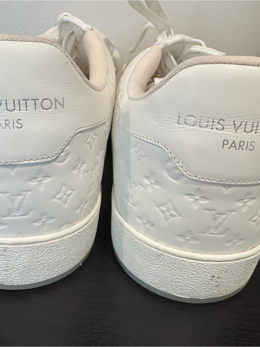 Authentic Louis Vuitton White Embossed Monogram Sneakers, comes with dust bags. - Picture 7 of 10
